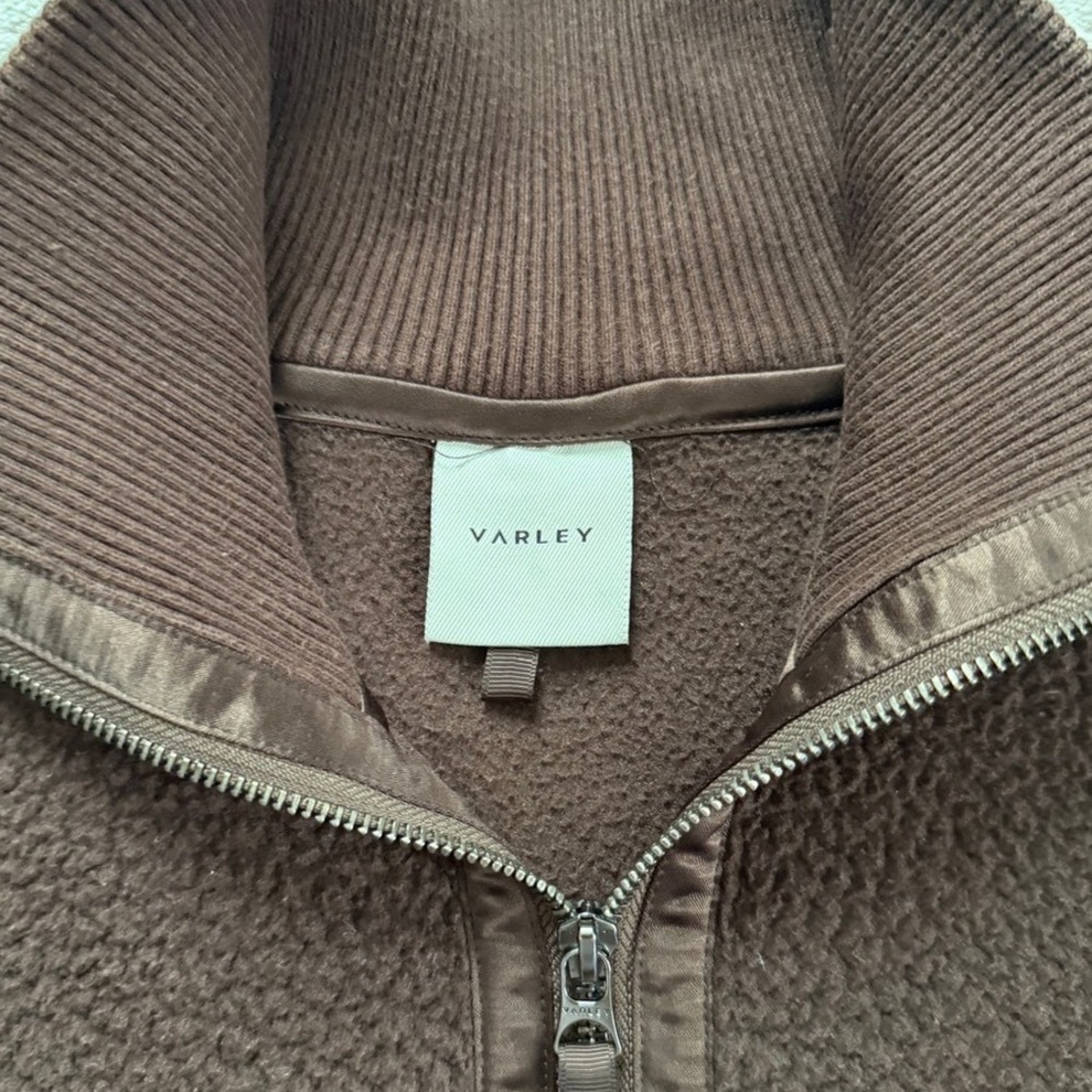 VARLEY Dark Brown Roselle Borg Fleece Half Zip Pullover M Clean Girl Sporty - Picture 9 of 11